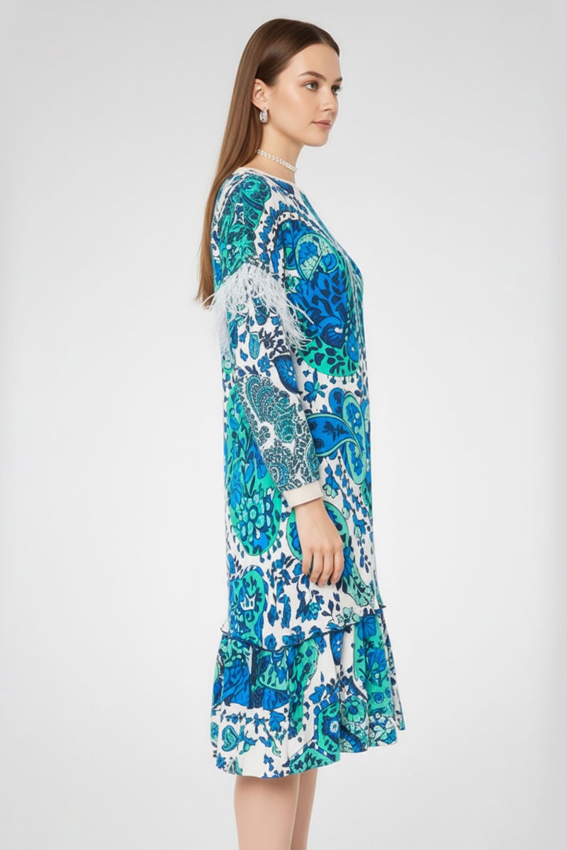 TWINSET Women Paisley Pattern Midi Dress, Multicolor - Image 3